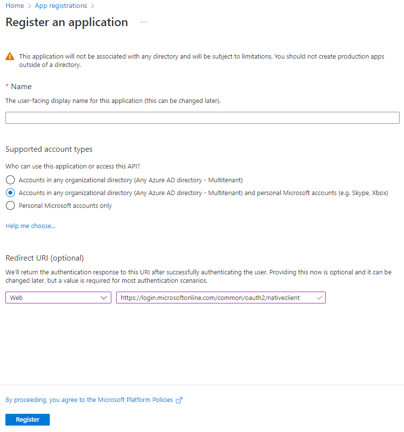 Register app