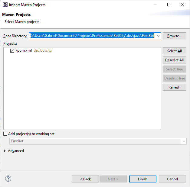 Java Desktop Import Root