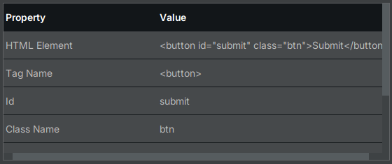 Web Inspector - Properties Table