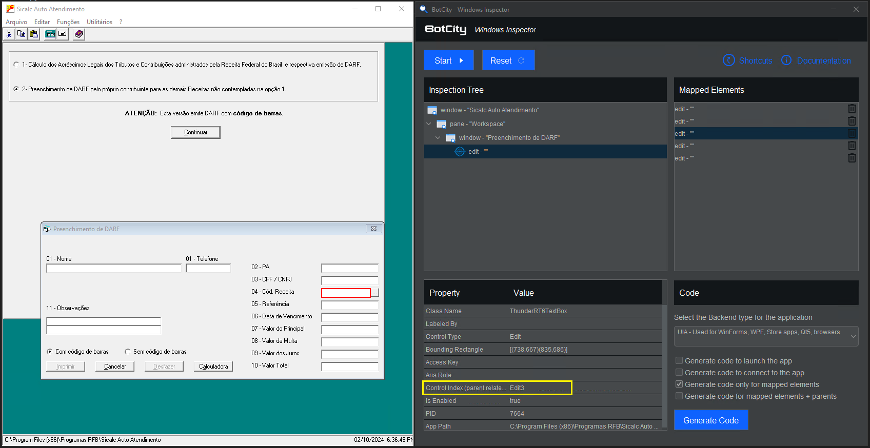 Win Inspector - Control Index