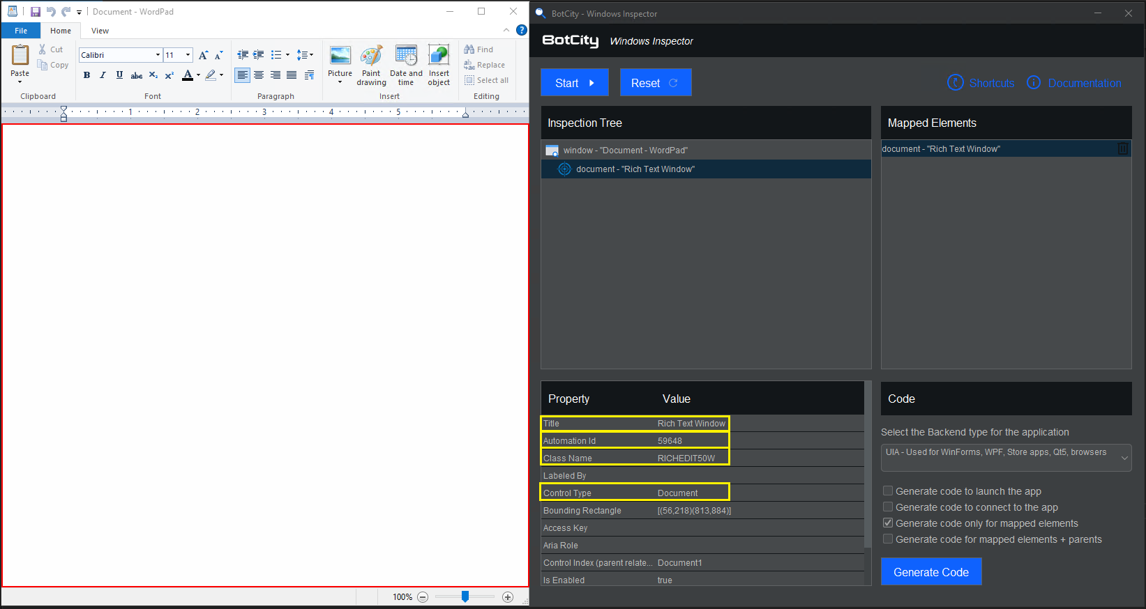 Win Inspector - Selectors