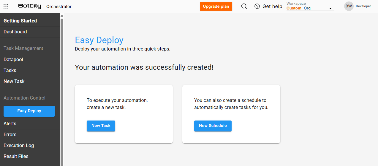 EasyDeploy NewTask