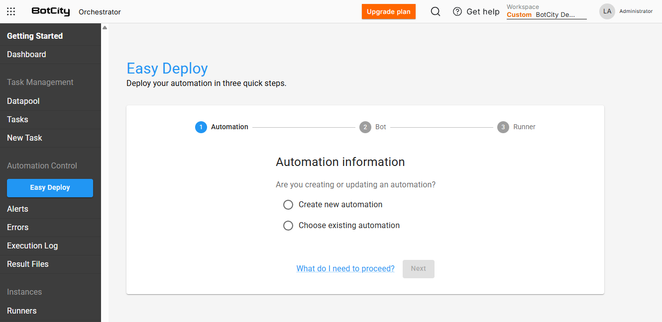 Easy Deploy options