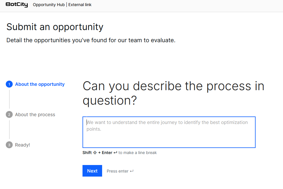 External form - About the opportunity