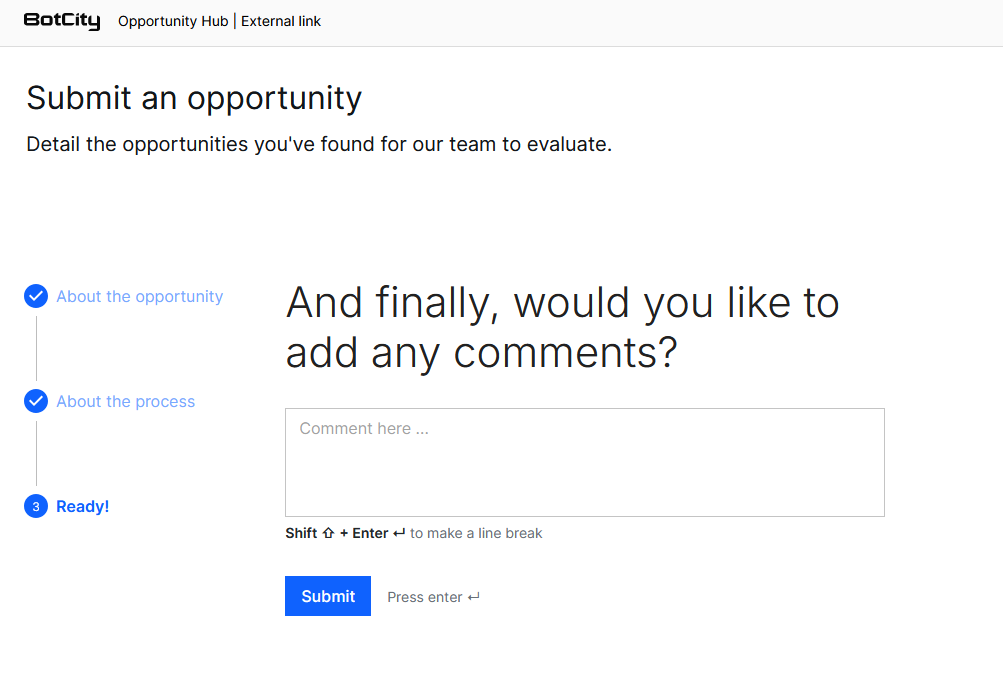 External form - Ready