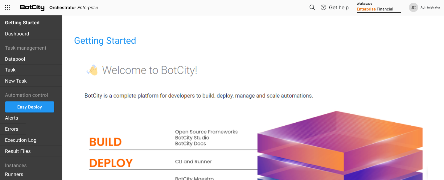 Menú de Introducción en el plan Empresarial